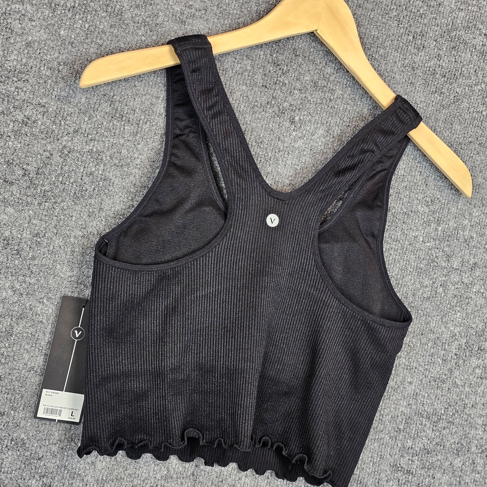 NWT Velocity Black Ribbed Racerback Crop Tank Top Size: Large - Picture 6 of 8